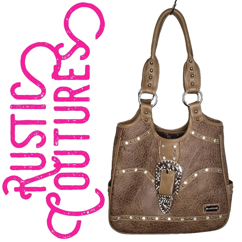 Rustic Coutures - Brown Leather Silver  Rhinestone